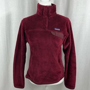 Patagonia Deep Red Re-tool Snap T Fleece Pullover Womens Size S Outdoor